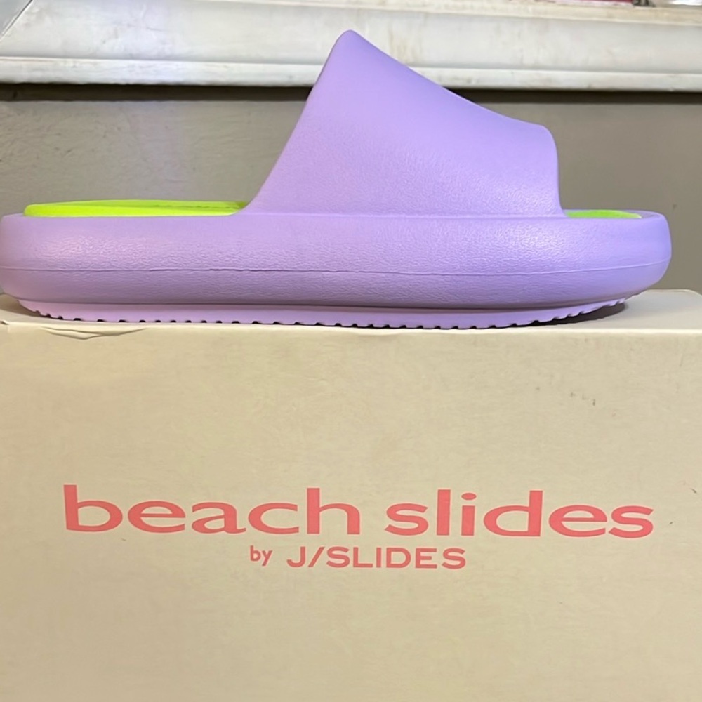 J/Slides Lilac and Lime Beach Slides Women’s Sandals Size 10 New In Box